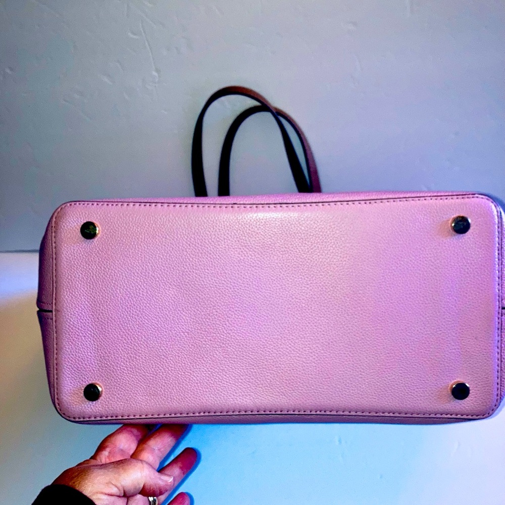 Kate Spade Large Pebbled Leather Lavender and Cream Tote Bag with Brown Handles - Picture 8 of 16
